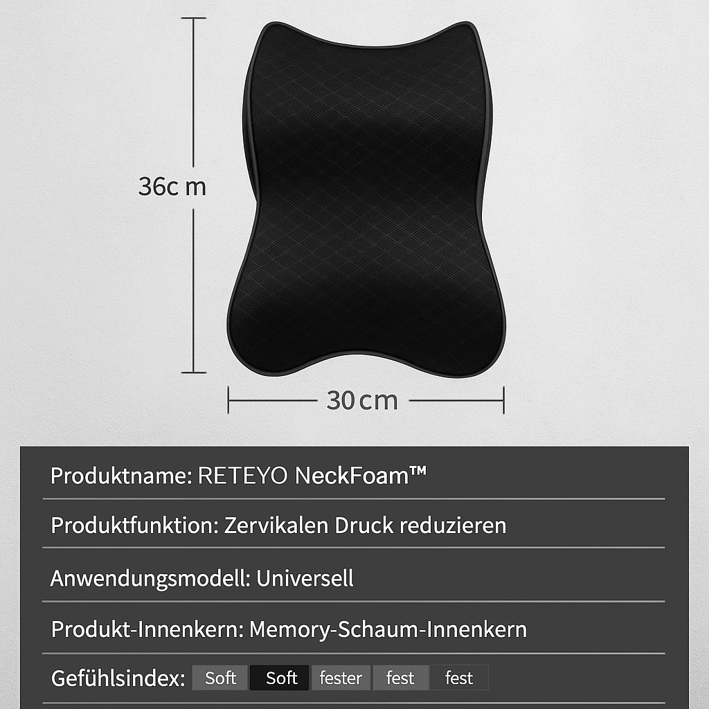 RETEYO NeckFoam™ - Ergonomisches Nackenkissen reduziert Verspannungen